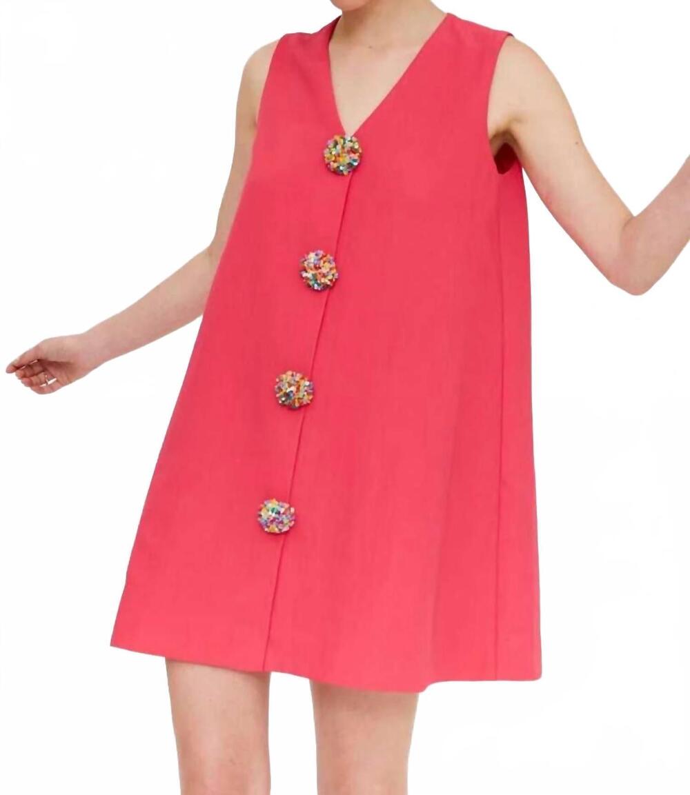 NEW COMPANIA FANTASTICA sleeveless button dress in pink